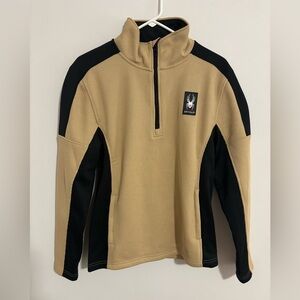 Men’s Spyder Beige and Black Half-Zip Pullover Size Small New With Tags